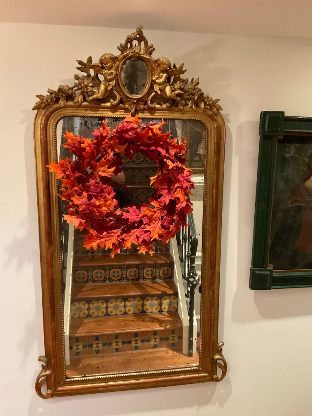 Set of 3 fall wreaths, one with brown velvet bow detail